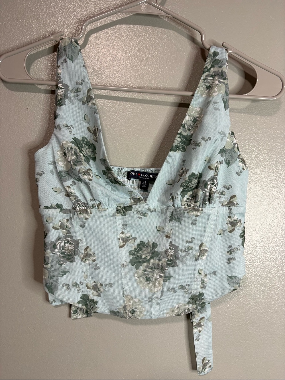 One Clothing LA Blue Floral Corset Tank Top – Size Small